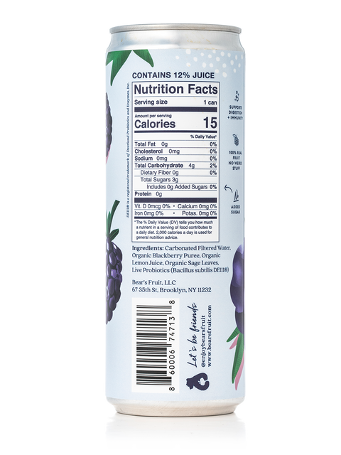 Blackberry Sage Probiotic Sparkling Water (12oz individual cans)
