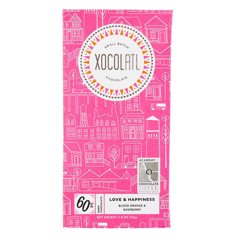 Love & Happiness: raspberry & orange 60% dark chocolate